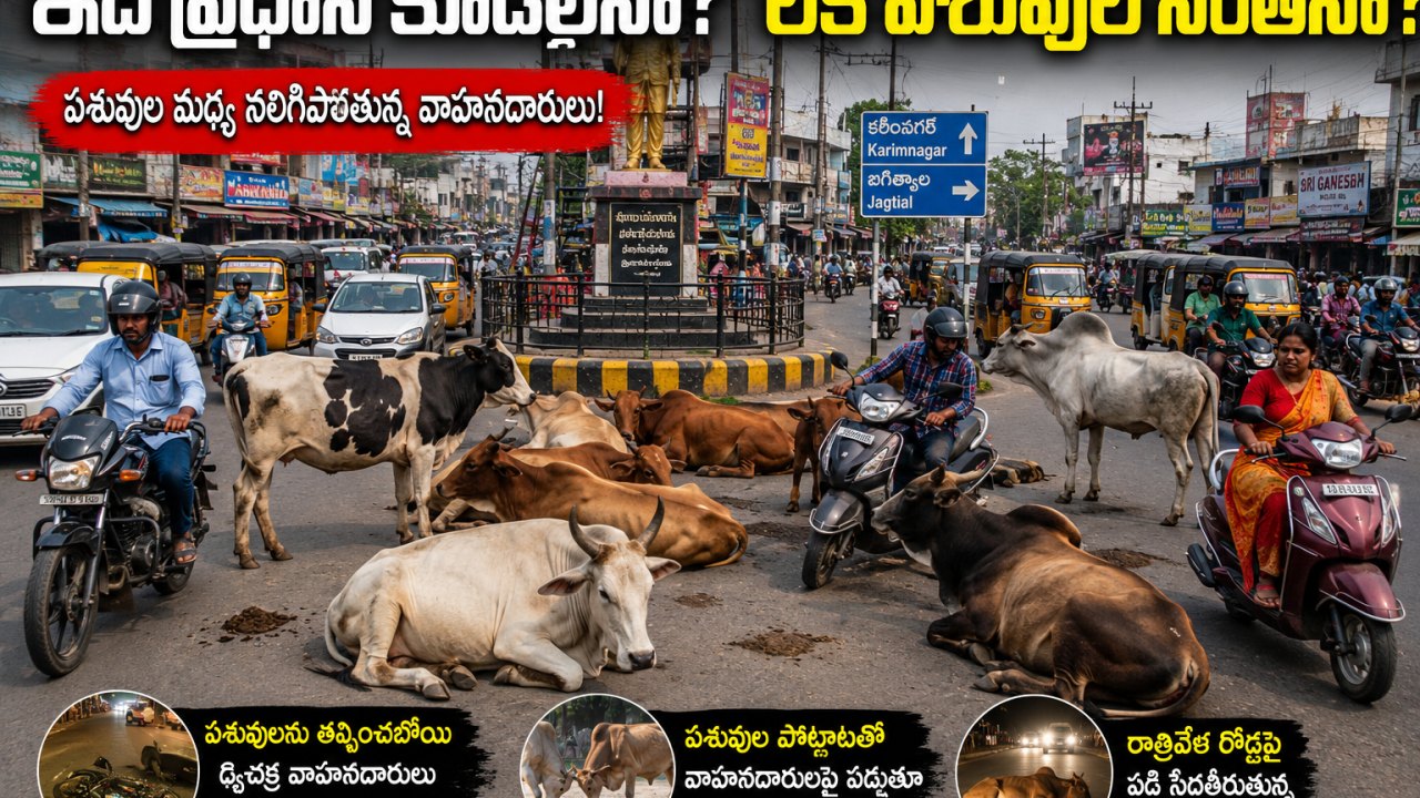 Manthani: ఇది ప్రధాన కూడలినా? లేక పశువుల సంతనా?..