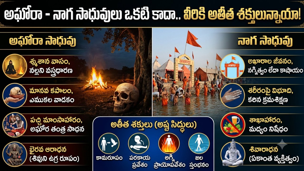 Spirituality: అఘోరా-నాగ సాధువులు ఒకటి కాదా.. వీరికి అతీత శక్తులున్నాయా!..