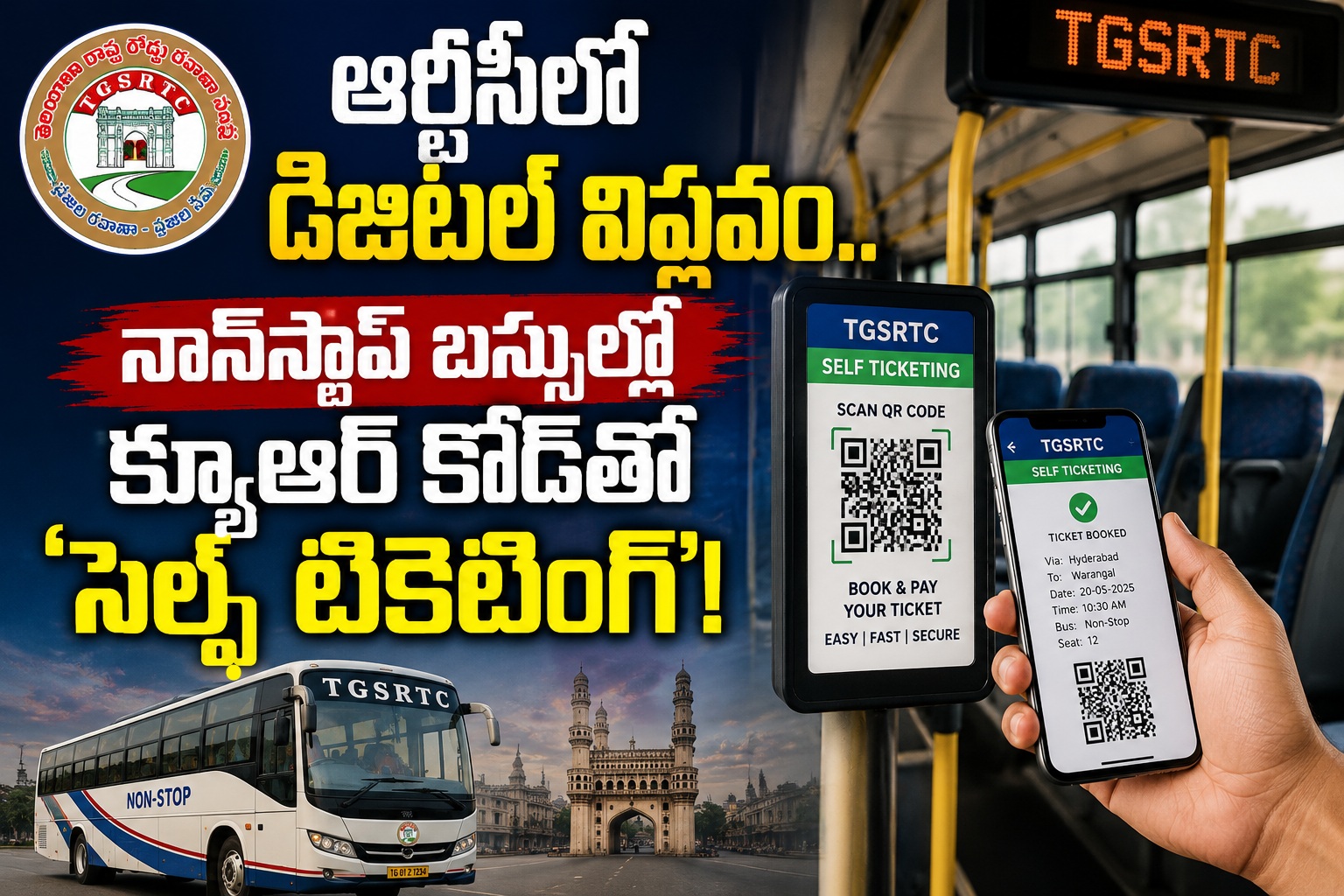 ఆర్టీసీలో డిజిటల్ విప్లవం.. నాన్స్టాప్ బస్సుల్లో క్యూఆర్ కోడ్తో ‘సెల్ఫ్ టికెటింగ్’!