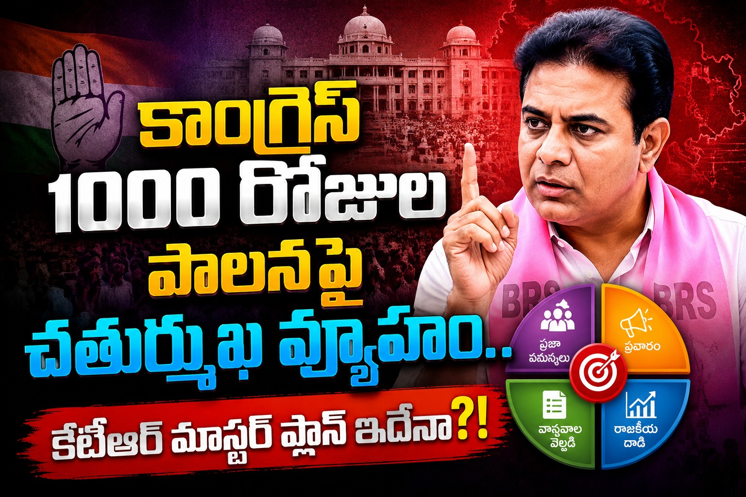 Telangana: కాంగ్రెస్‌ 1000 రోజుల పాలనపై చతుర్ముఖ వ్యూహం.. కేటీఆర్ మాస్టర్ ప్లాన్ ఇదేనా?!